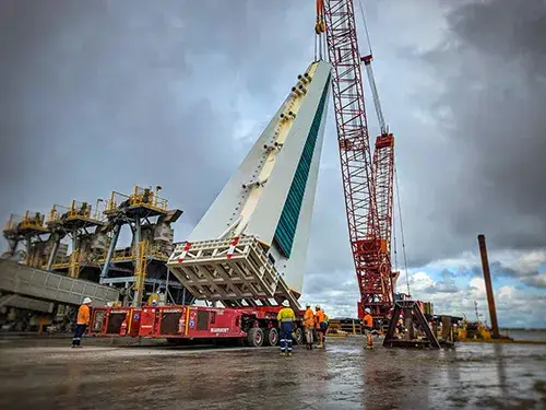 Bridge pylon base turning