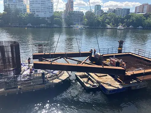 Crane base on-site installation